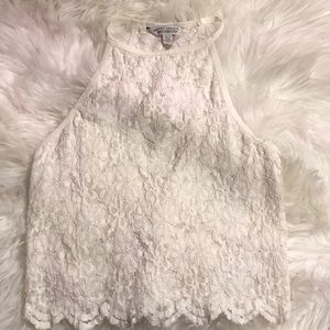Cream lace crop top